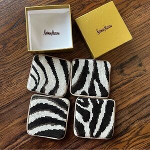 DRANSFIELD&ROSS brown cream Giftable needlepoint zebra print coasters
